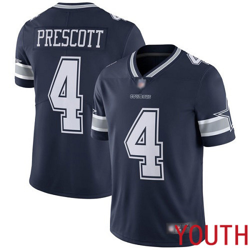 Youth Dallas Cowboys Limited Navy Blue Dak Prescott Home #4 Vapor Untouchable NFL Jersey
